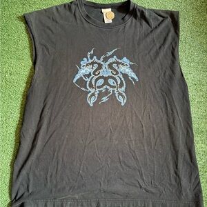 Black Sleeveless Graphic Tee